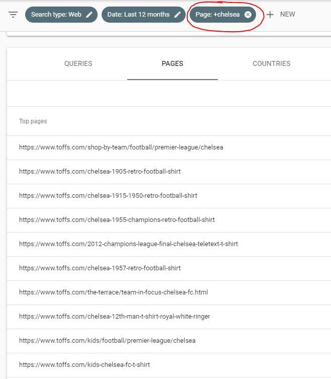 Filtering is search console